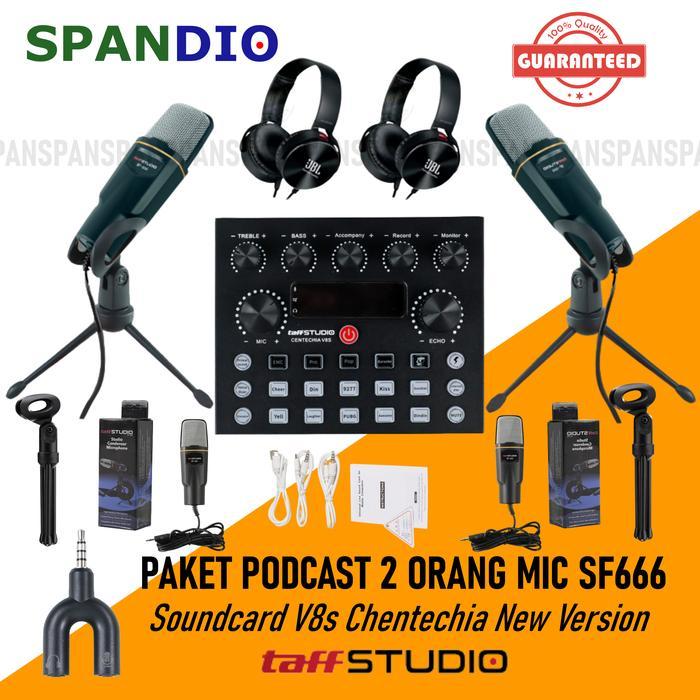 Paket Podcast Mic SF 666 Soundcard V8s V8 Plus Bluetooth Lengkap