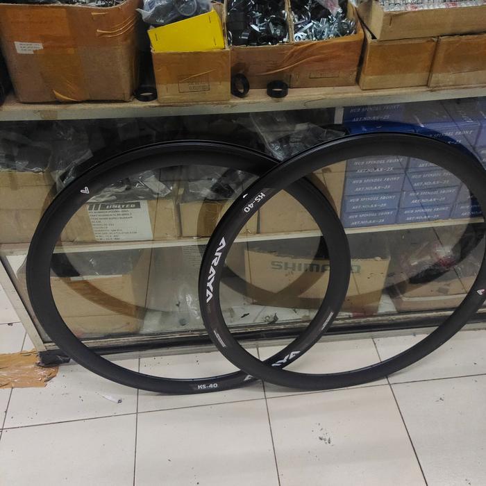 Rims Velg 700C Araya Ks-40 32 Hole 36 Hole Brake Line Full Hitam Rims Roadbike Fixie Gravel 32 Hole