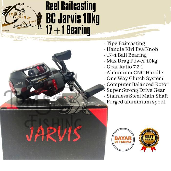 Reel Pancing BC Baitcasting Jarvis 7.2:1 Handle Kiri (17+1 Bearing) 10kg Power Murah - Toms Fishing