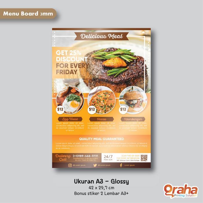 MNTB CETAK DAFTAR MENU BOARD / PAPAN MENU / MENU RESTO