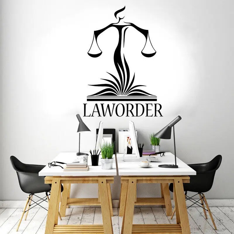 Vinyl Sticker Law Firm Lawyer Justice Libra Court Sticker Office Paper Court Unique Decal Art
