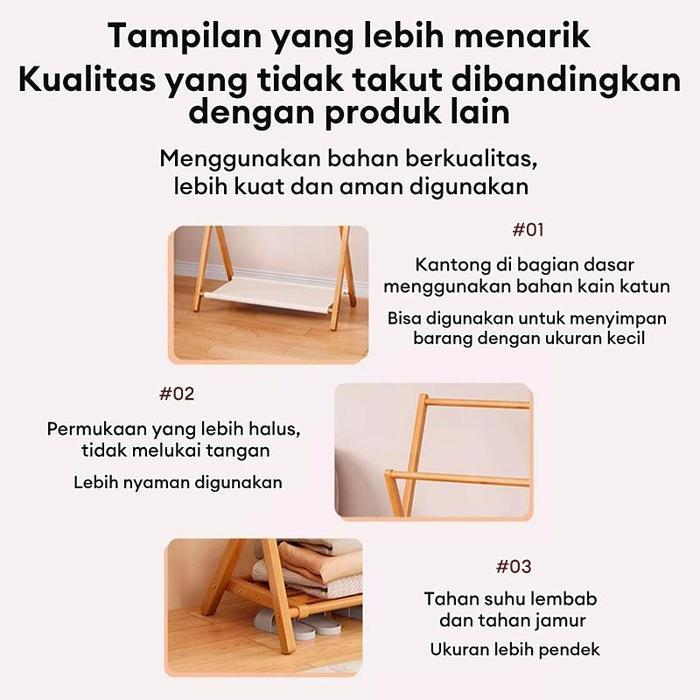 Informa - Rak Baju Gantung kayu Rak Gantungan Baju Serbaguna Stand Cloth Hanger Gawang Rak Pakaian