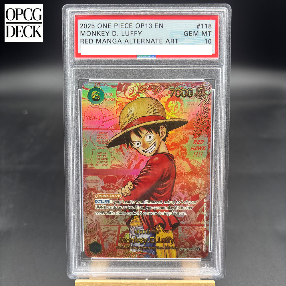 DIY ONE PIECE Rating Card MONKEY D. LUFFY RED MANGA ALTERNATE ART OP13-118 EN Collection Card Copy