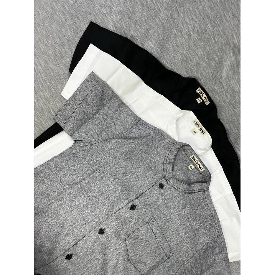 KEMEJA KERAH KOKO LENGAN PENDEK TOYOBO COUPLE ANAK-AYAH / WARNA HITAM