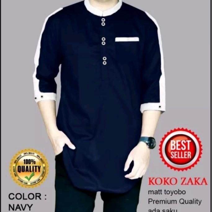 Best Seller Baju Muslim Kurta Zaka Lengan 3/4 Katun Terkece Koko Original