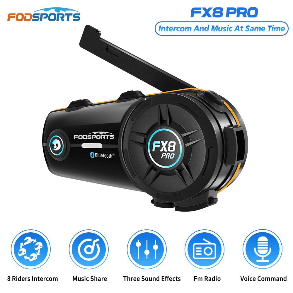Fodsports FX8 Pro Motorcycle Intercom Bluetooth Helmet Headset 8 Rider 2000M BT Interphone Music Sha