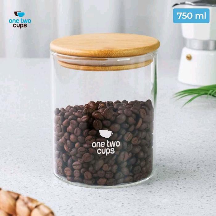 Toples Kaca Kedap Udara Tutup Kayu Kue Kering Bulat Jar Kaca 250 500ml