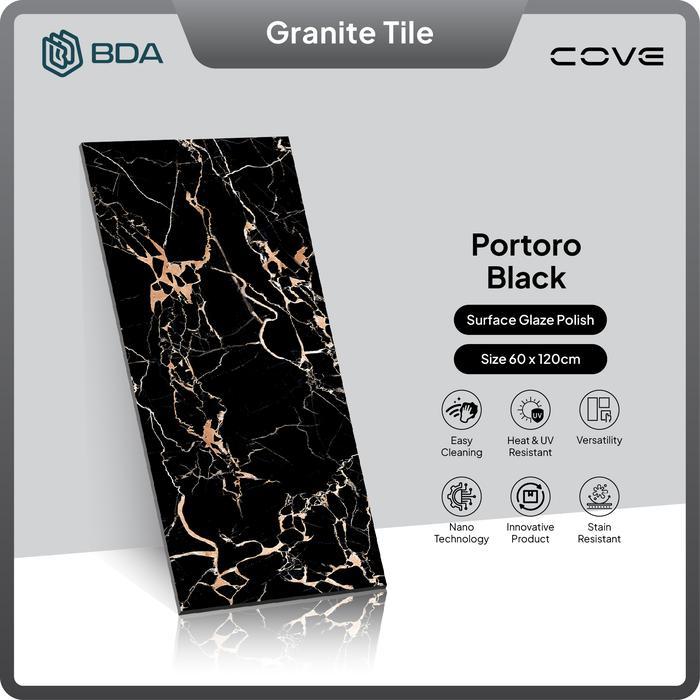 BDA Granite Tile Granit 120X60 Granit 60x120 Keramik Lantai Keramik Dinding Portoro Black