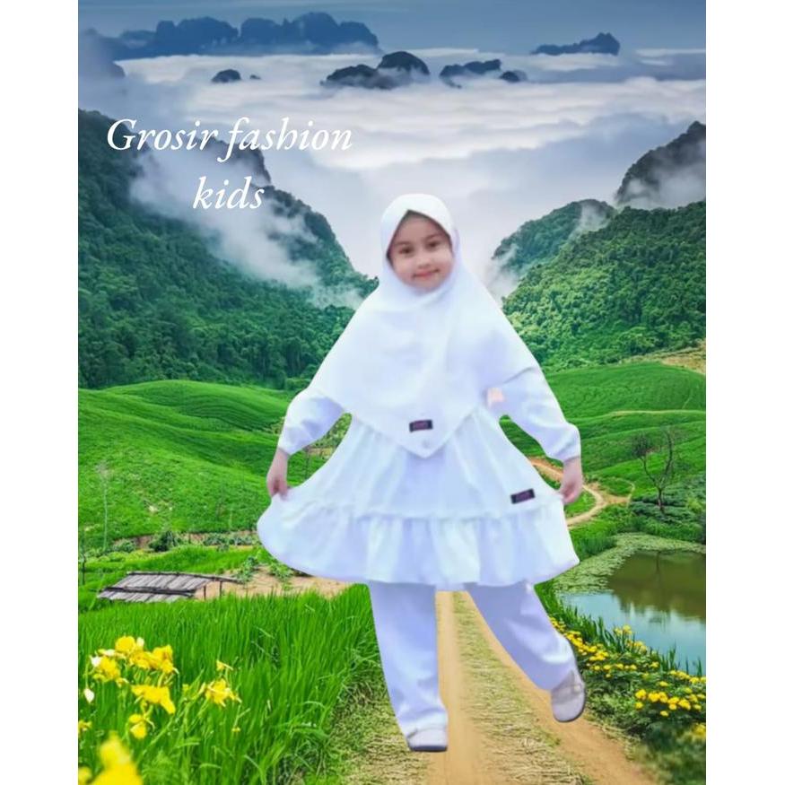 (SPESIAL RAMADHAN) BAJU IHROM ANAK PEREMPUAN PUTIH BERSIH ARESHA COLLECTION UNTUK MANASIK HAJI