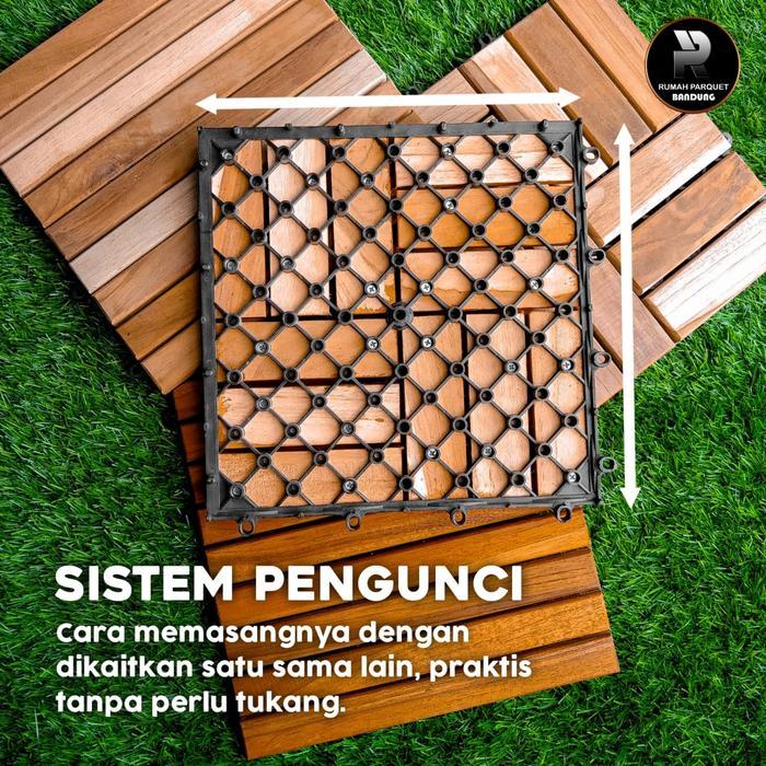 "New" Lantai Kayu Parket Decking Tile Jati Taman Kebun