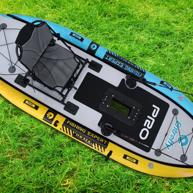 New Arrival 11' Ocean Fins Drop Stitch Clear Inflatable Pedal Fishing Canoe/kayak With Paddle