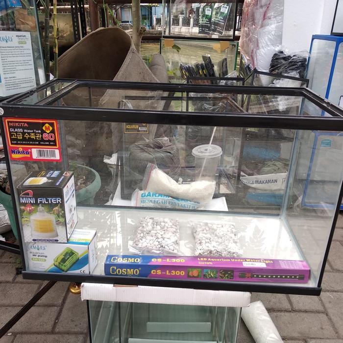 AQUARIUM NIKITA UKURAN 60 x 29.5 x 35.5cm SET AKSESORIS