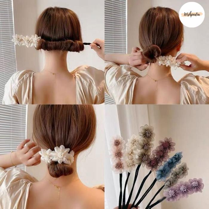 donat rambut magic hairbun korea pesta donut aksesoris hiasan bunga
