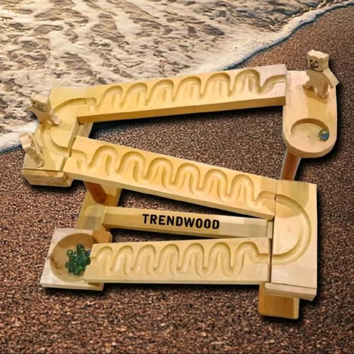 TRENDWOOD MARBEL RUN LINTASAN BALAP KELERENG KAYU ANAK PAKET SARU SET OPTIMAL MOTORIK INTERAKTIF