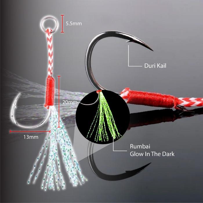 Kail Pancing Baja Hook Glow in The Dark Anti Karat dan Tajam Cocok untuk Laut & Sungai