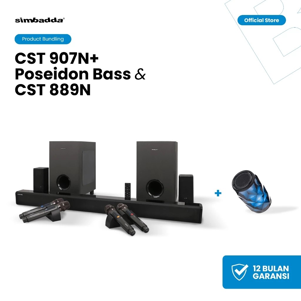 Simbadda Soundbar CST 907N+ Poseidon Bass & Speaker CST 889N Bluetooth Wireless [Bundle Exclusive]