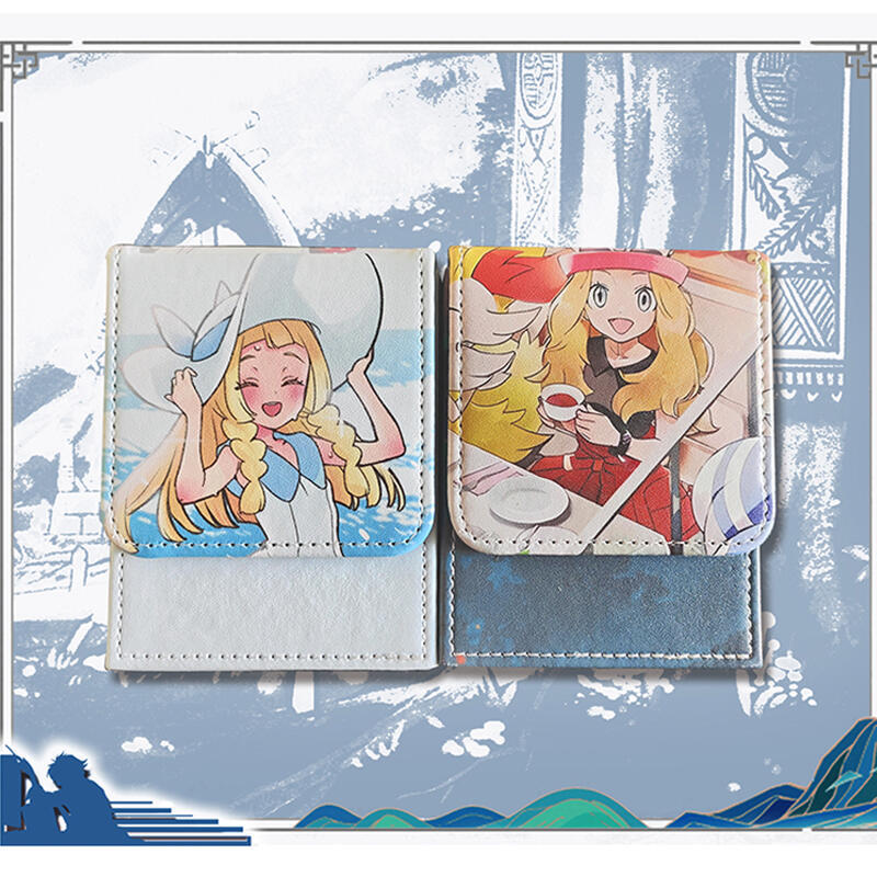 Cartoon Lillie Serena PTCG DIY Large Capacity Leather Card Box Thickened Anime Game Collection Card