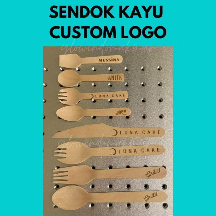 100pcs SENDOK KAYU CUSTOM LOGO (Tidak Bisa Batal atau Retur) Sendok Makan Kayu Sendok Dessert Kayu