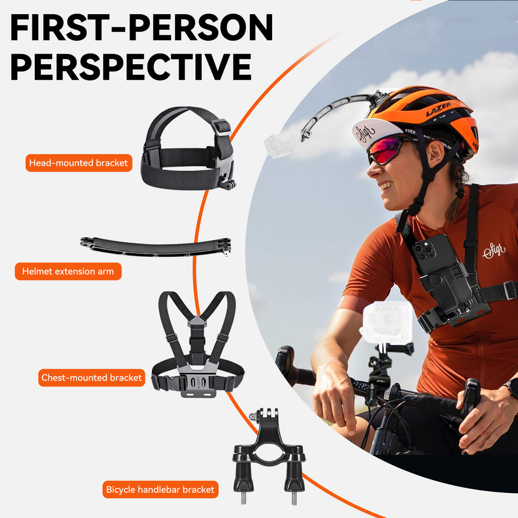 Pro 50-in-1 Adventure Kit for GoPro 13/12/11, DJI Action 5/4, Insta360 Ace - 360 Bike/Helmet/Chest