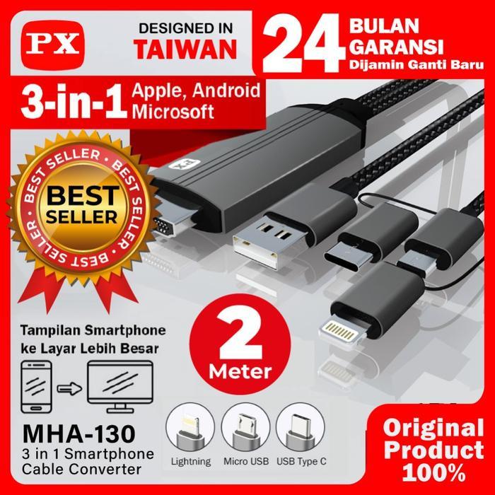 Kabel MHL PX MHA 110 HDMI to Micro Type C Lightning TV IOS Smartphone TERBAIK