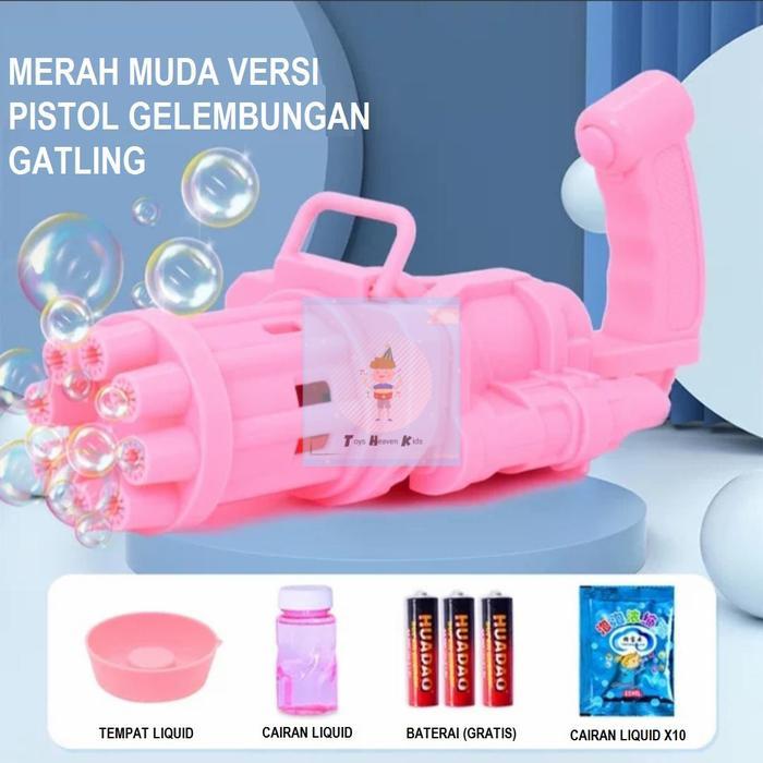ASLI Mainan Anak Pistol Electric Machine Gatling Bubble Gun - Pistol Bubble READY STOCK