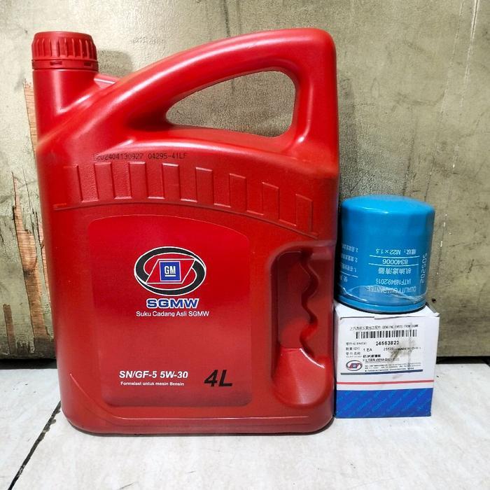 Oli Mesin Mobil Wuling Sgmw Sae 5W-30 Original Wuling Kemasan 4 Liter + Filter Oli Wuling Almaz /