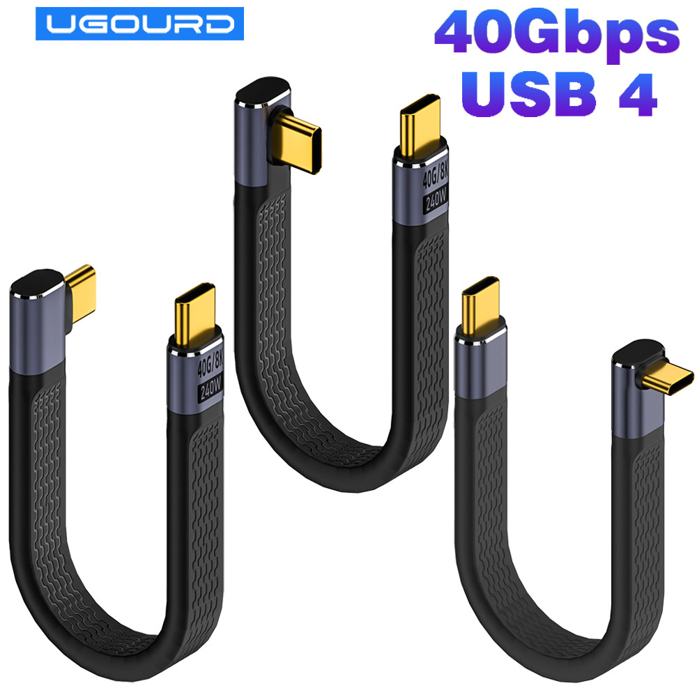USB 4 90 Degree Thunderbolt3 Elbow USB C Cable 40Gbps Thunderbolt 4 Angle Type C Cable for SSD