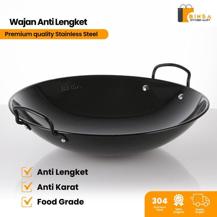 BINSA - Kuali Wok Stainless Kapasitas Kecil Besar Nasi Goreng 502