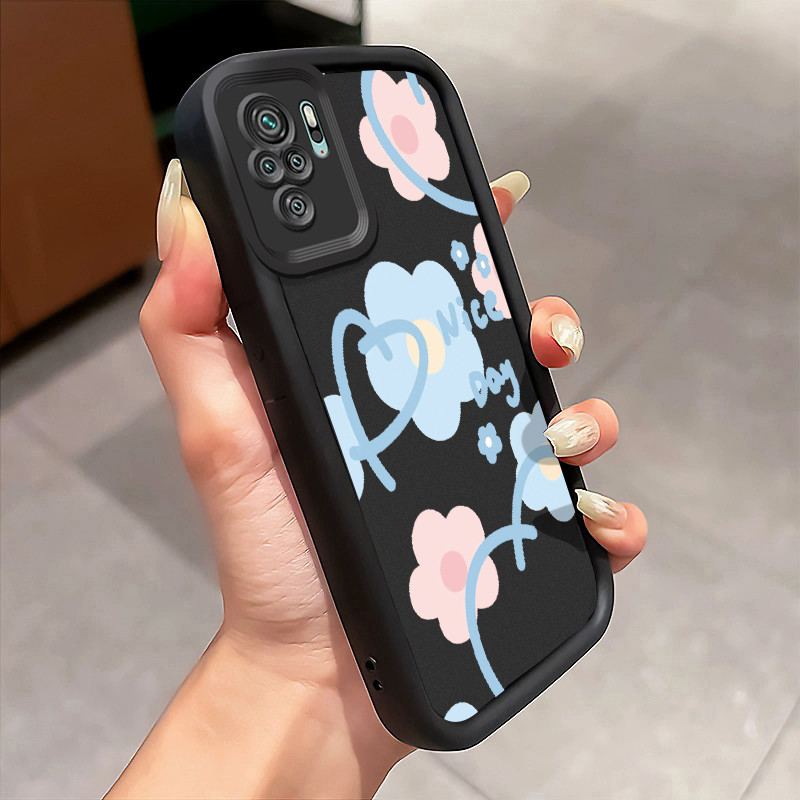 Casing Hp Xiaomi Redmi Note 10 Redmi Note 10s Redmi Note 10 Pro POCO M5s Case Bunga biru muda Kasing