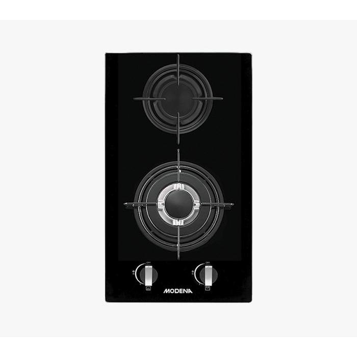 Kompor Tanam 2 Tungku Modena BH 0325 Tempered Crystal Kompor Gas Hob 2 Burners Modena LISCIO BH0325