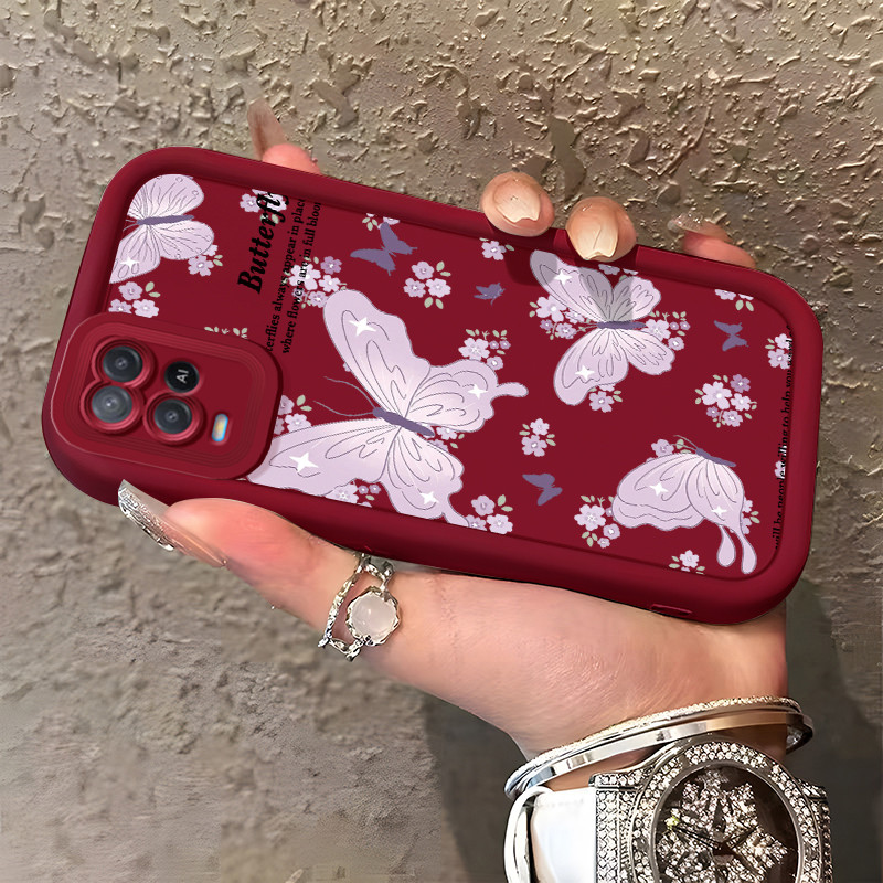 Casing Hp untuk OPPO A54 Case Kupu-kupu ungu Kasing ponsel Cesing Scrub Silikon Softcase Kesing