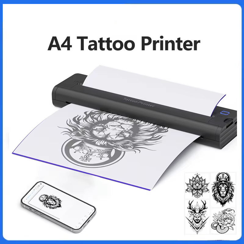 A4 Printer Mini Portable Printer Tattoo Adhesive Inkless Label Printer For Commercial/Home Wireless