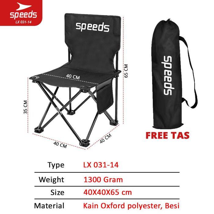 [HITAM] Speeds Kursi lipat Portable Kursi Lipat Outdoor Camping Serbaguna 031-14