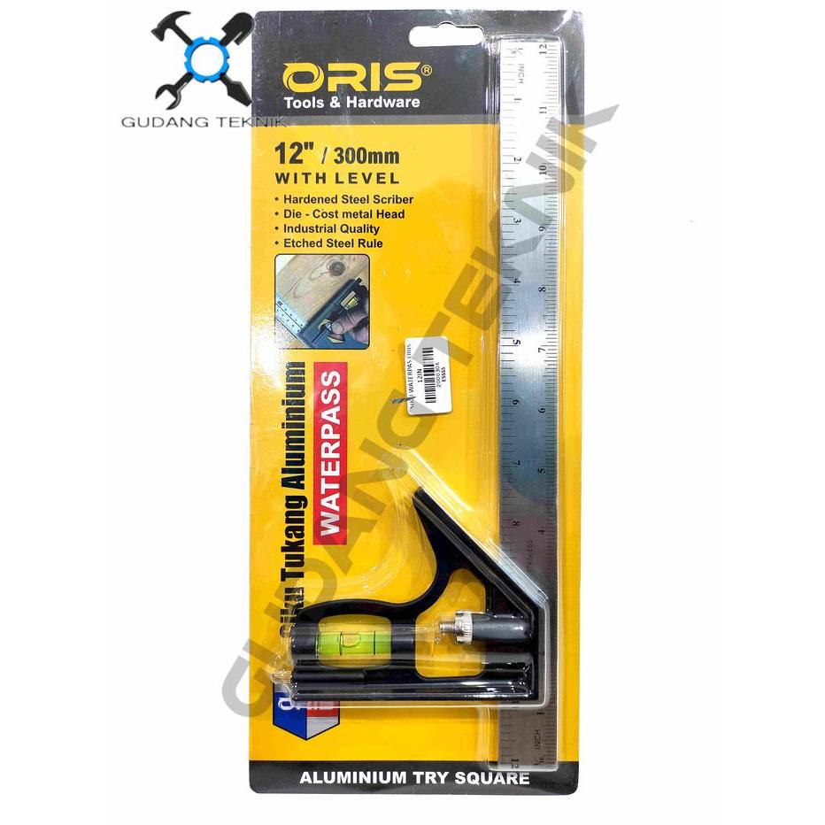 Siku Waterpass Penggaris Siku 12" Oris Penggaris Garis Siku Bangunan