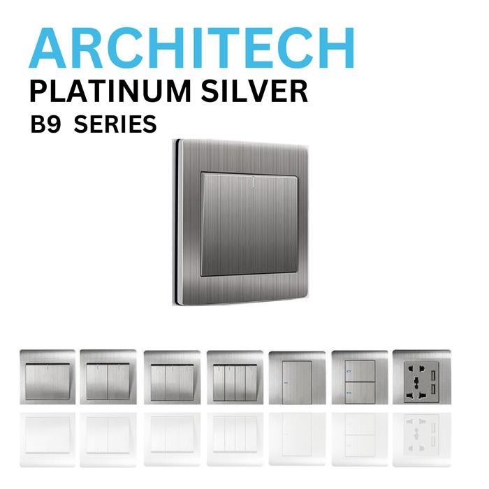 Architech SAKLAR B9 Platinum Silver Saklar Lampu/ Stop Kontak Saklar/ Saklar Rumah Architech