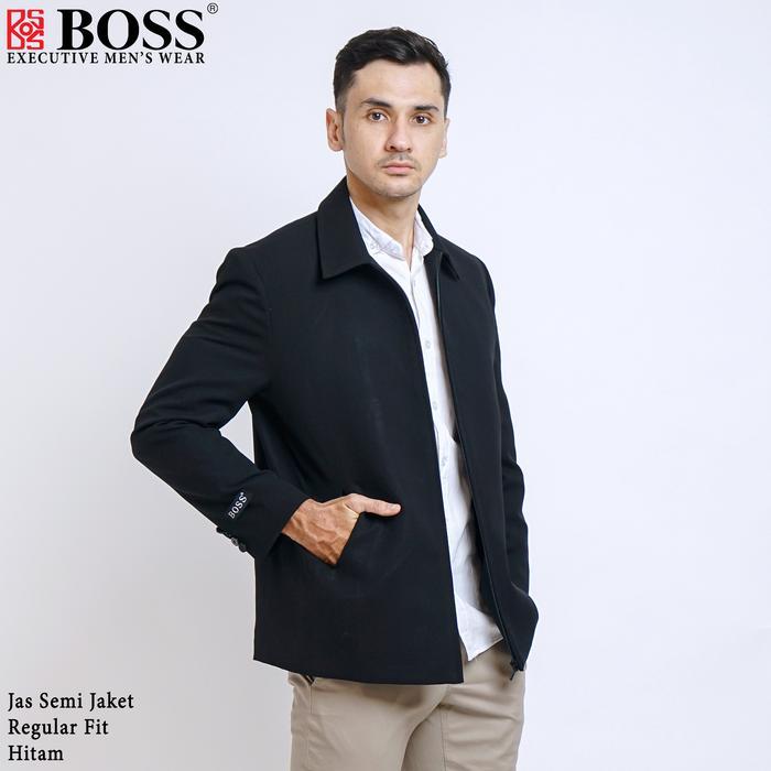 BOSS Jas Semi Jaket Formal Regular Fit Hitam