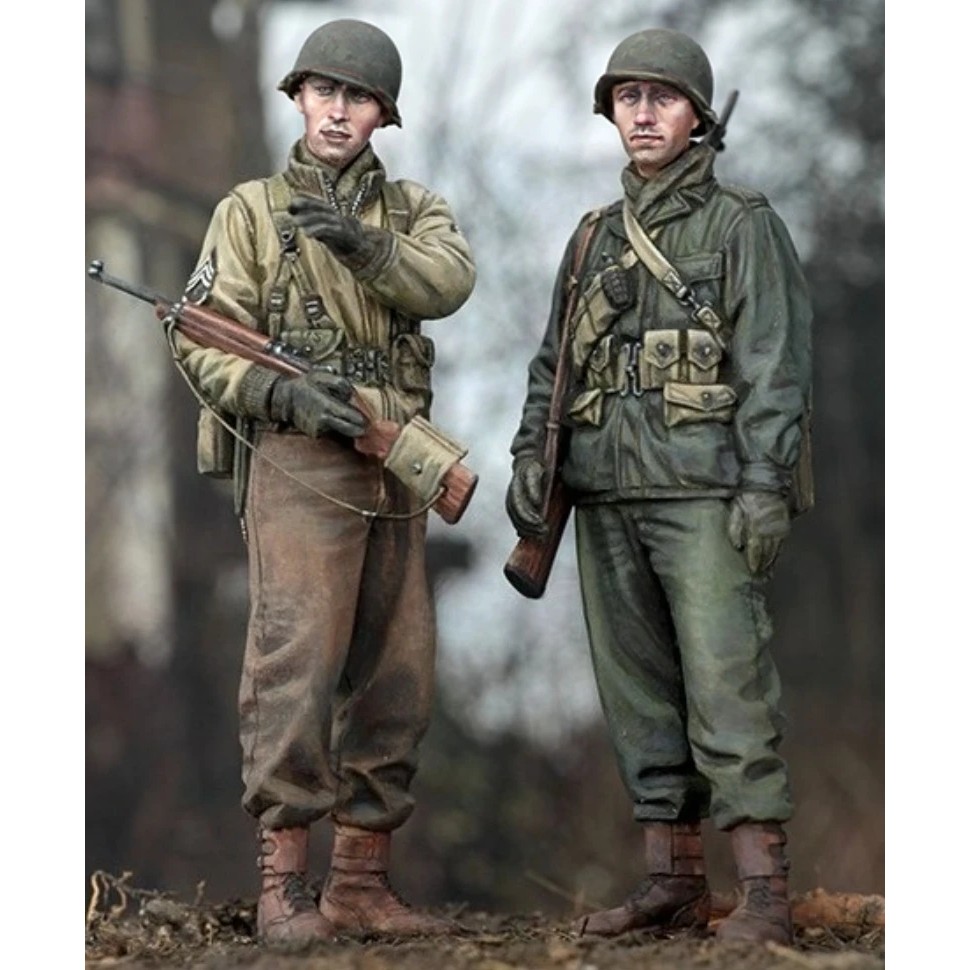 1/35 Scale DieCast Resin Figure Model Kit WWII US Army Infantry 2 Figures Unassembled Unpainted