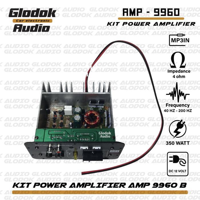 Kit Power Amplifier Amp 9960 Bastub 12 Inch Mosfet 350 Watts Subwoofer 6-12 Inch Mp3 Input Dc 12V