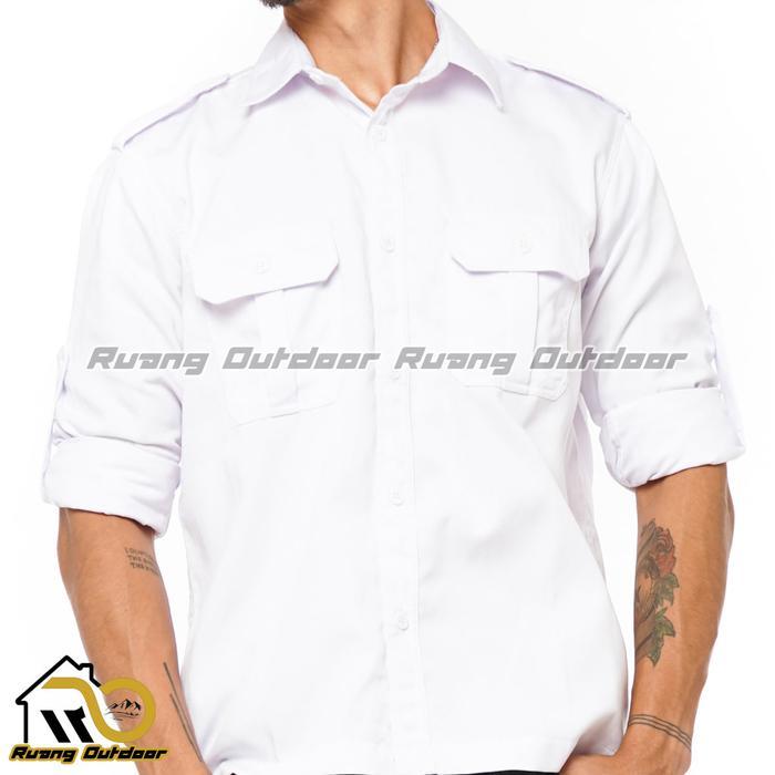 Baju Kemeja Seragam PDL PDH Putih Lengan Panjang Lapangan Gunung Dinas