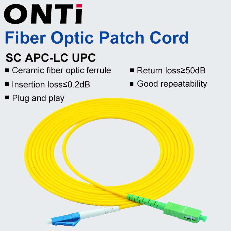 ONTi SC-LC Simplex Single Mode G652D Fiber Optic Patch Cord SC/APC-LC/UPC 2.0mm PVC Jacket FTTH