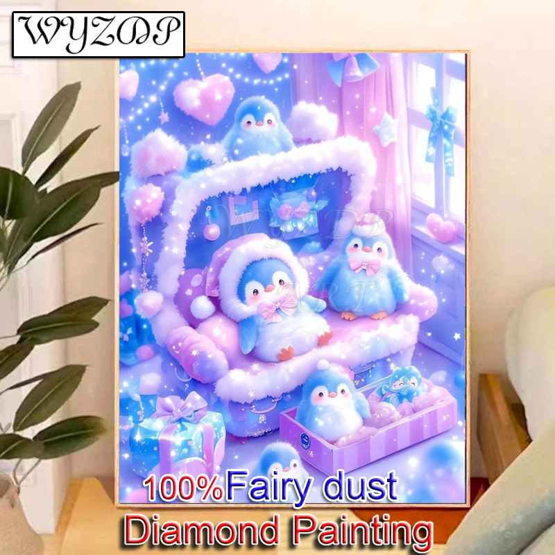 WYZDP 100% Fairy Dust Diamond Painting Kit Cartoon Square Diamond embroidery Wall Art Stitch Diamond