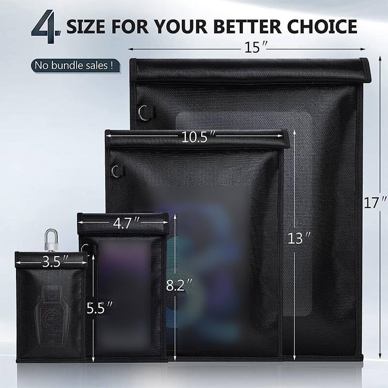 Car Key Signal Shielding Bag Waterproof Fireproof Rfid Blocking Pouch Car Key Faraday Bag Rf Signal