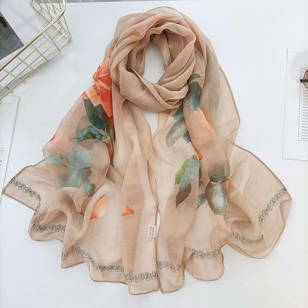 Sapphire Scarf Flower Women Elegant Chiffon Georgette Bandana Scarf Summer Beach Sunscreen Thin