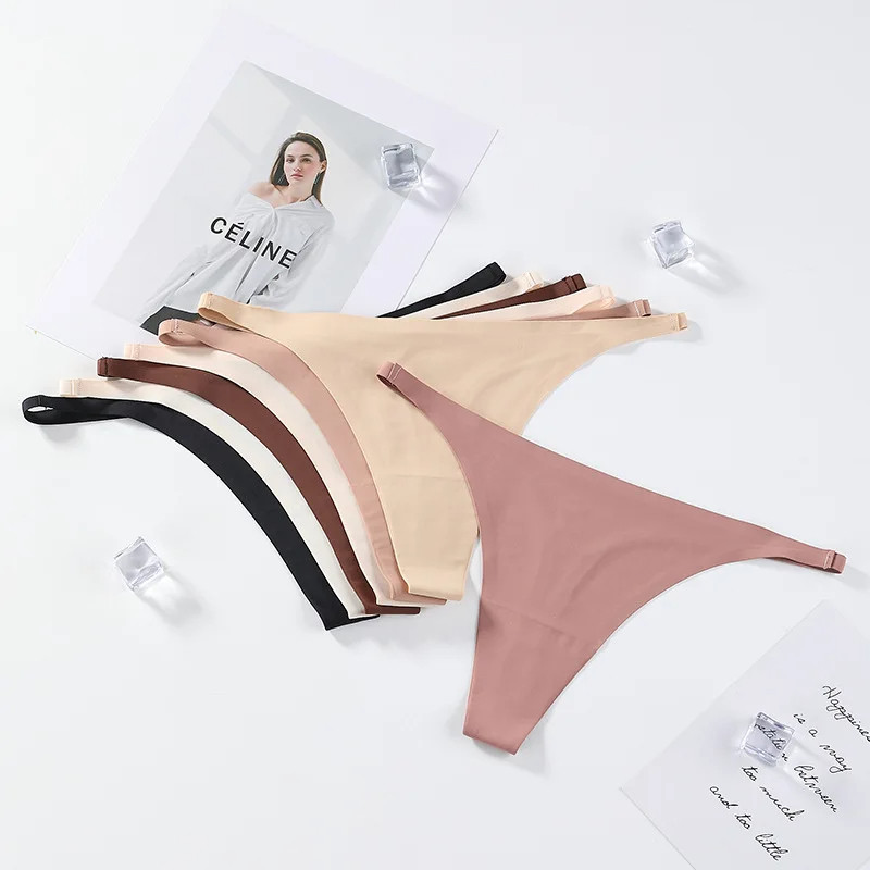 2024 Seamless Panties Ice Silk Seamless Panties For Women Soft Thin Thongs Woman Satin Underwear