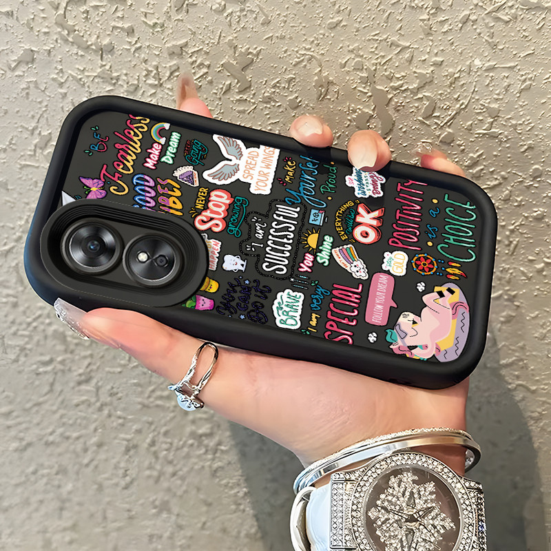 Casing Hp OPPO A17 OPPO A17K Case Casing Graffiti pola Kasus HP Tangga Langit Mewah Silikon Softcase