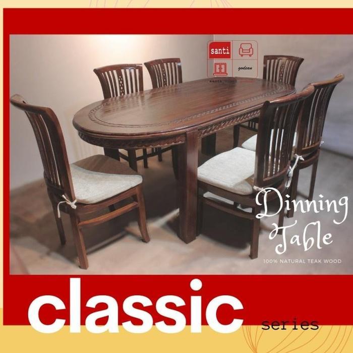 Meja Makan Minimalis Jati Oval 4 Kursi dan 6 Kursi macam macam varian Sale - 4 kursi