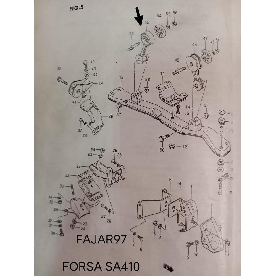 Pangkon Mesin/Engine Mounting Tengah Suzuki Forsa Sa410