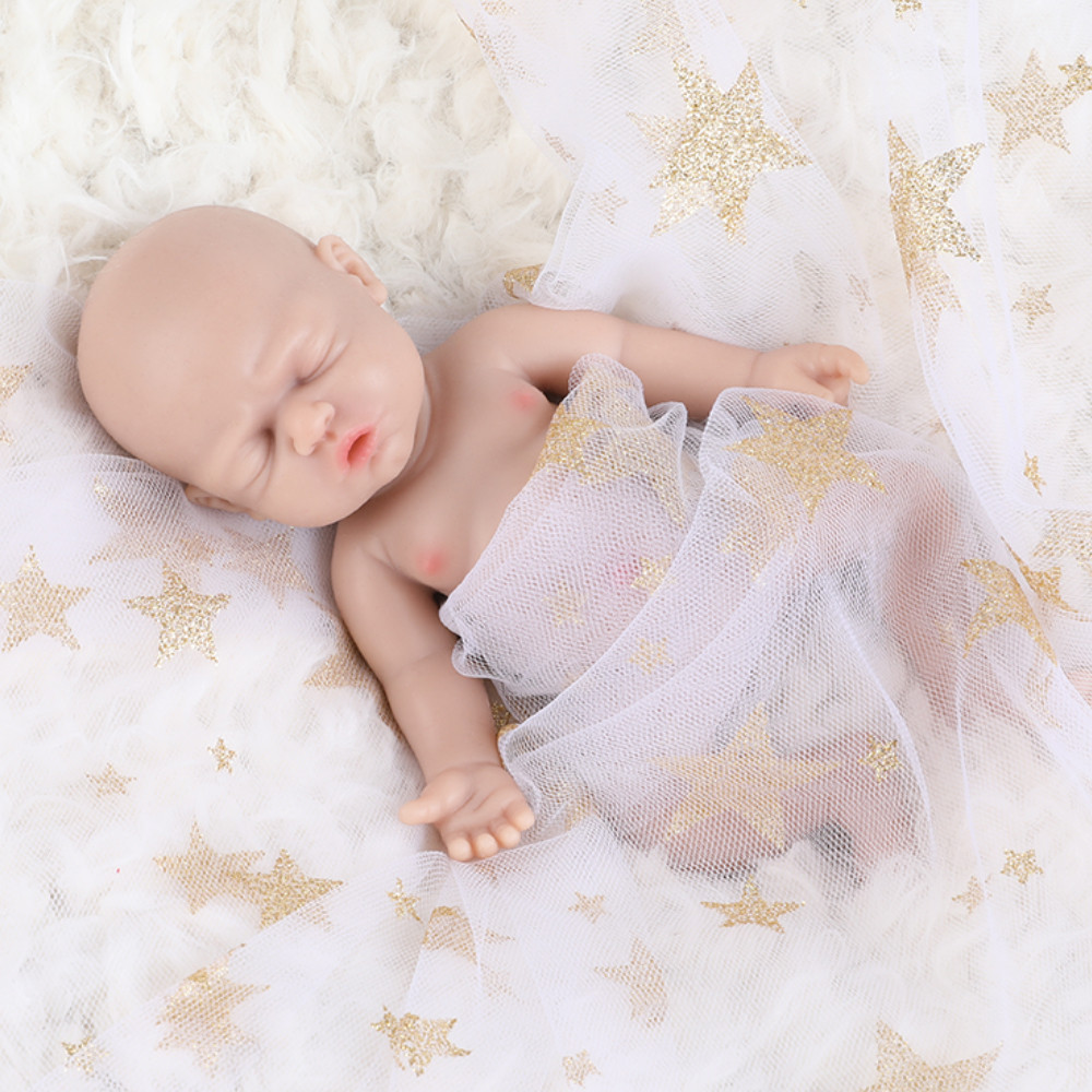 Ivita 7" 100% Full Silicone Reborn Baby Doll Lifelike Mini Sleeping Girl Doll For Anti-Stress