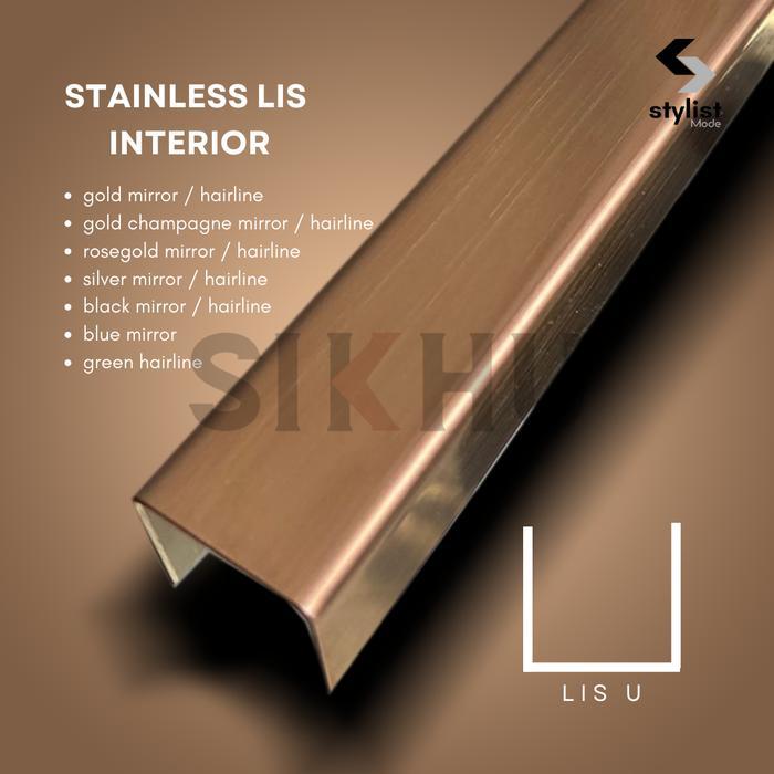Ready Stainless Lis Interior Lis U ROSEGOLD 20 x 13 x 20mm Vcut