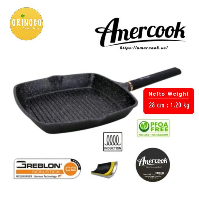 Amercook Panggangan Square Grill Pan 28cm Anti Lengket 3 Layers